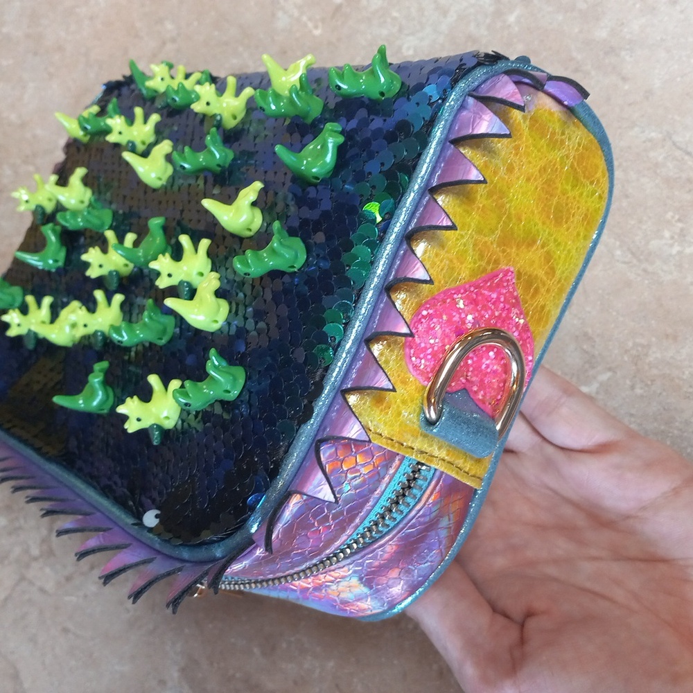Totally Triceratops Dinosaur Sequin Irregular Choice purse bag, new without tags